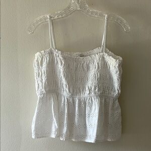 American Eagle Outfitters White Smocked Peplum Camisole